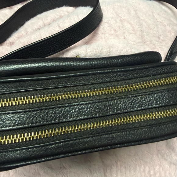 Black Leather Coach Crossbody Bag with Gold Hardware - Picture 3 of 8